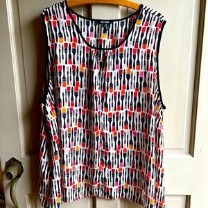 Unique NIC+ZOE paint brush print sleeveless sheer top!